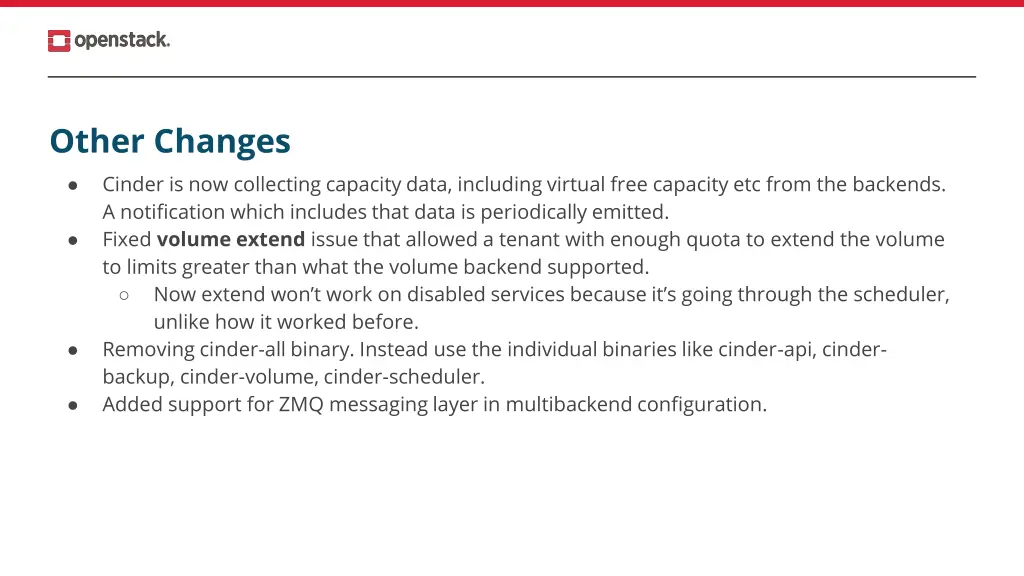 other changes cinder is now collecting capacity