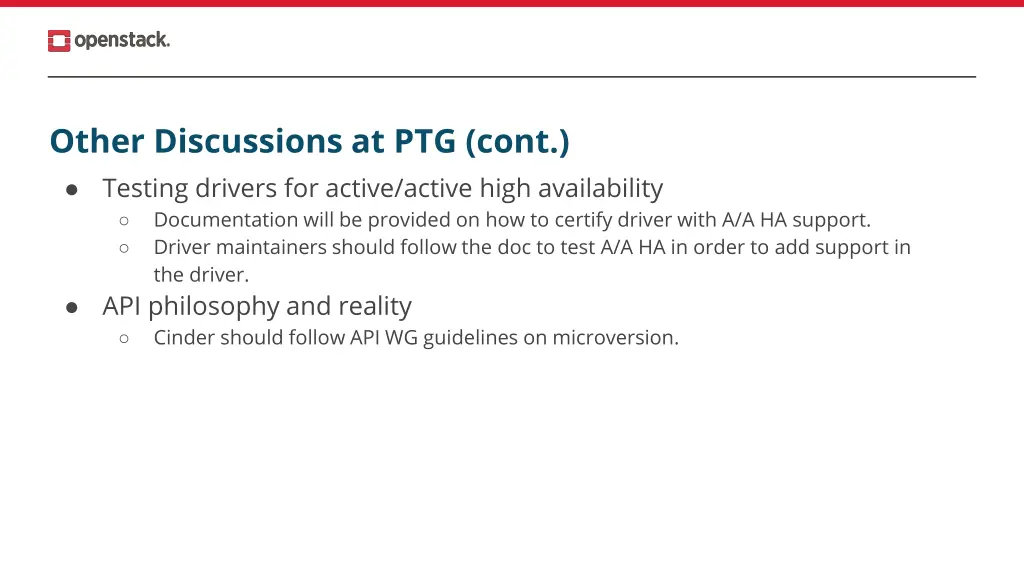 other discussions at ptg cont testing drivers