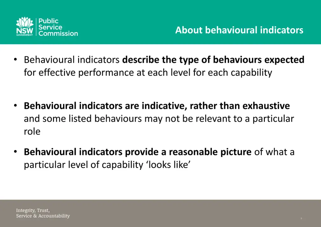 about behavioural indicators