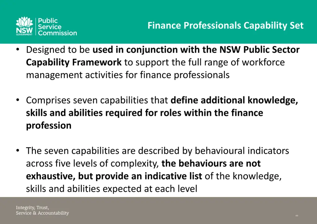 finance professionals capability set