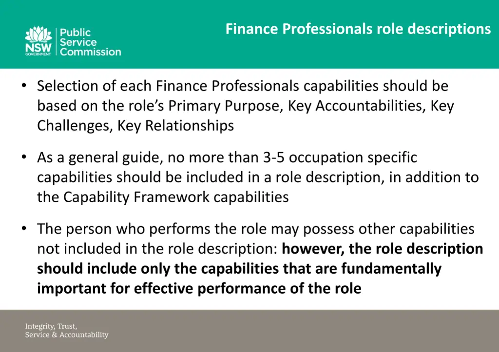 finance professionals role descriptions