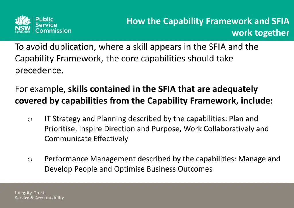 how the capability framework and sfia
