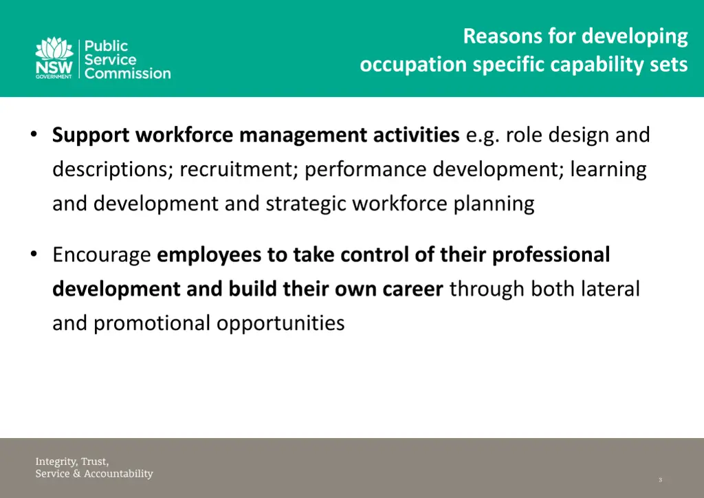 reasons for developing occupation specific