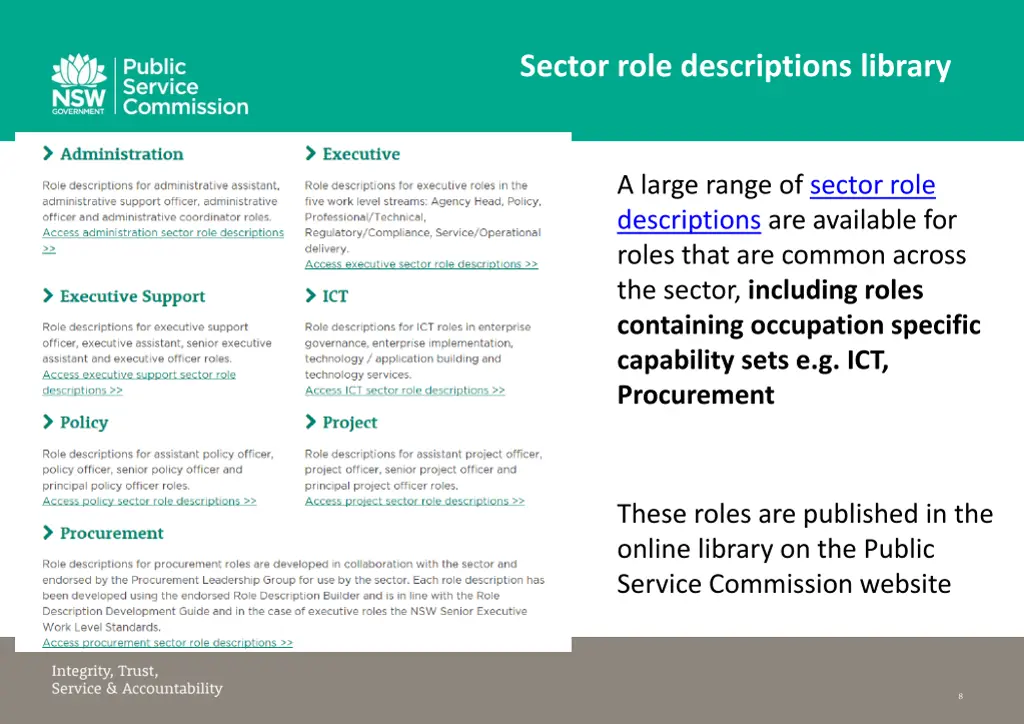 sector role descriptions library