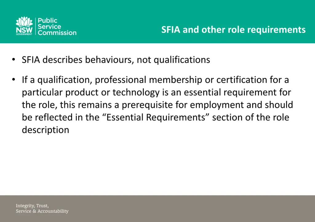 sfia and other role requirements