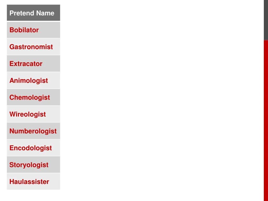 pretend name