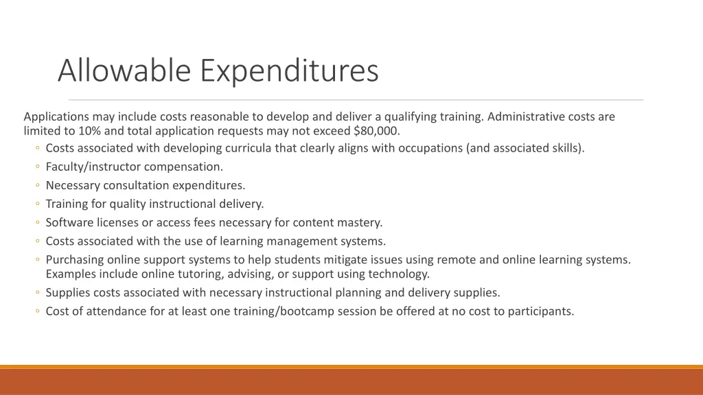 allowable expenditures