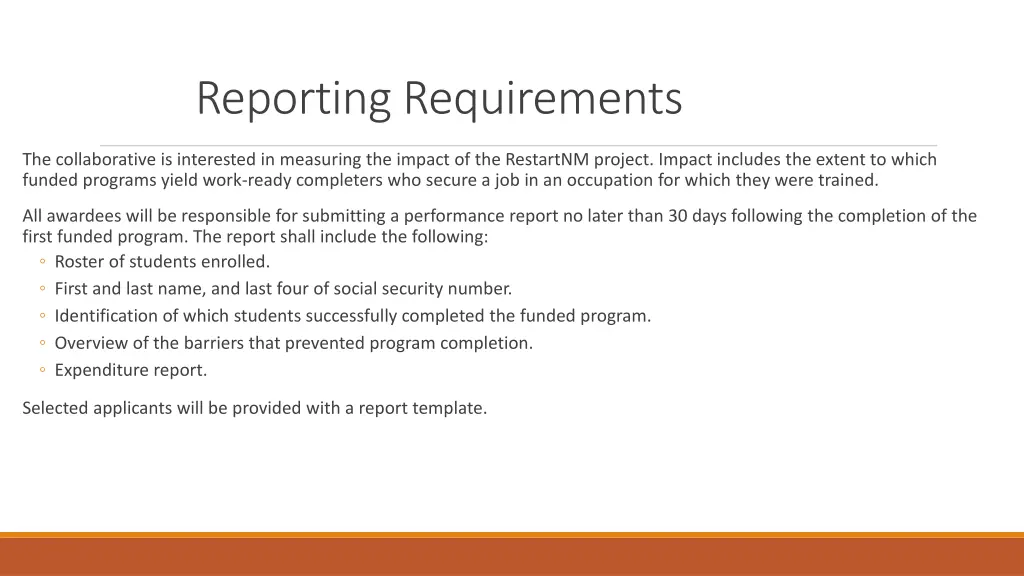 reporting requirements