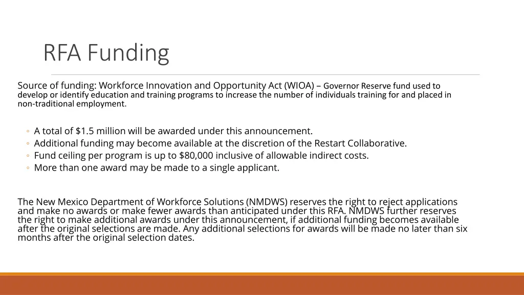 rfa funding