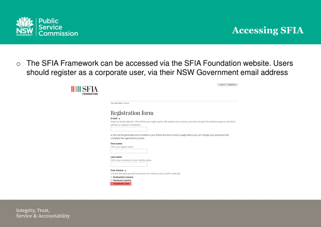 accessing sfia