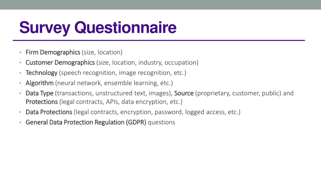 survey questionnaire