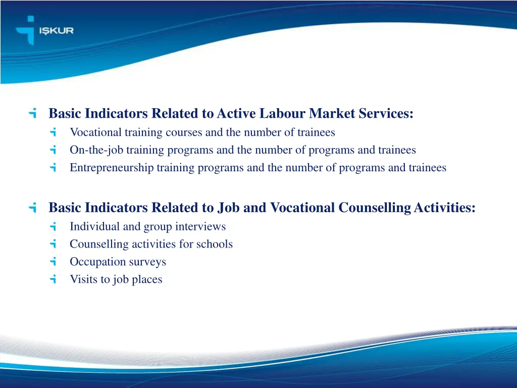 basic indicators related toactive labour market