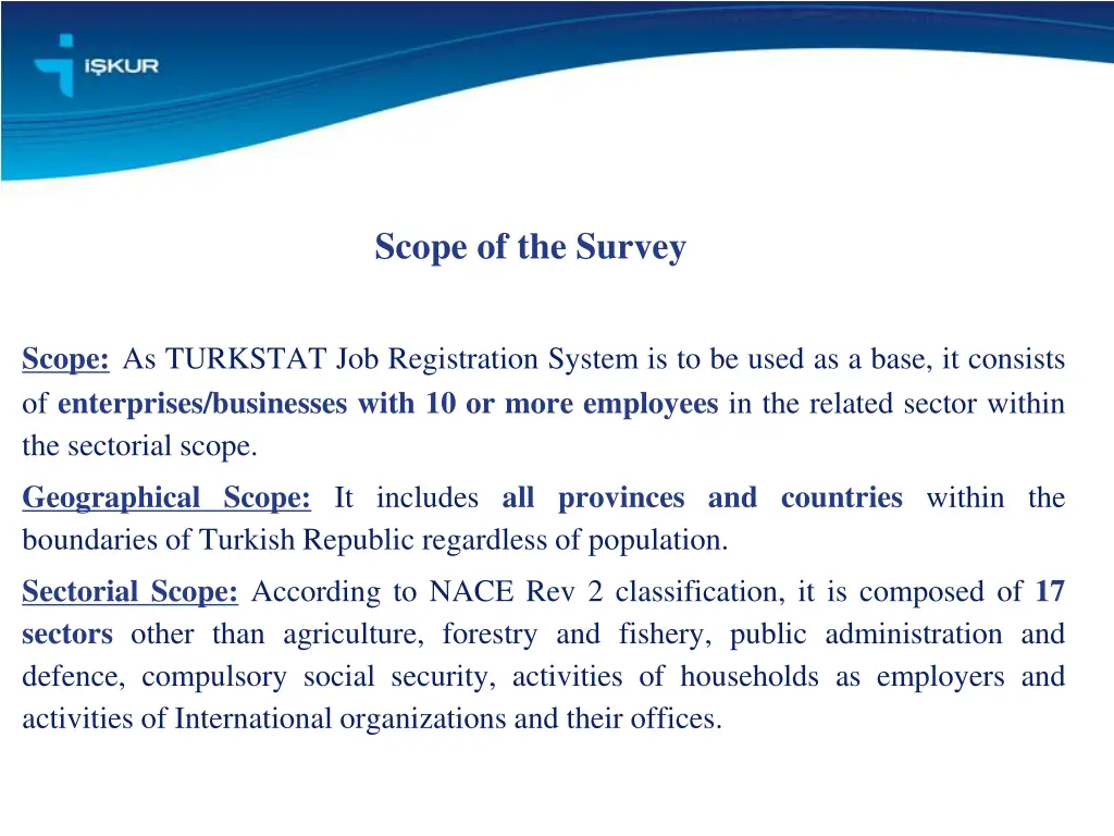 scope of the survey