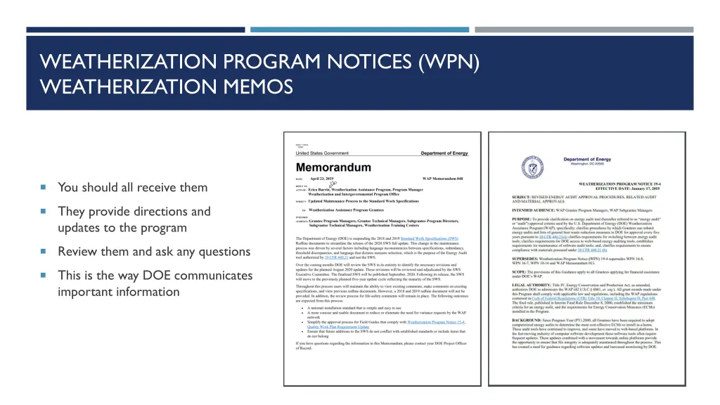 weatherization program notices wpn weatherization