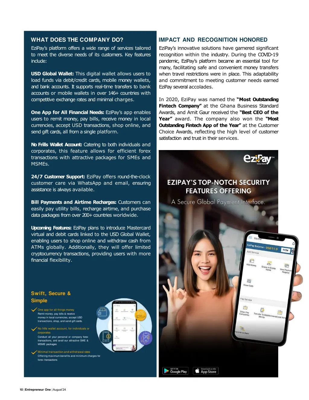 what does the company do ezipay s platform offers