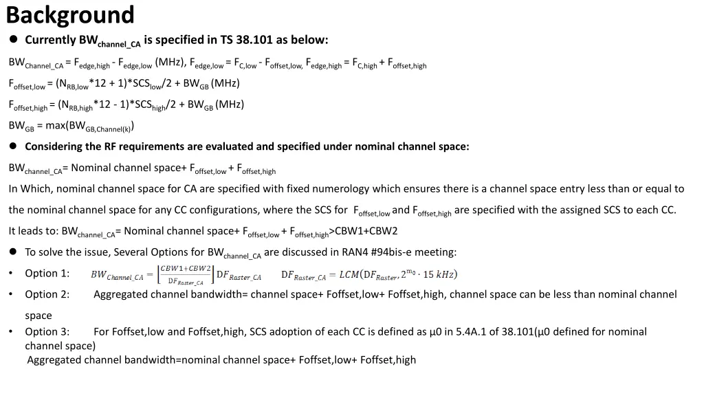 background currently bw channel ca is specified