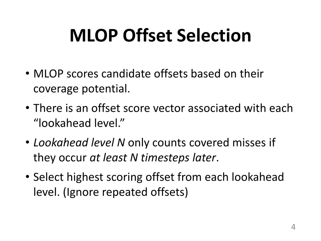 mlop offset selection