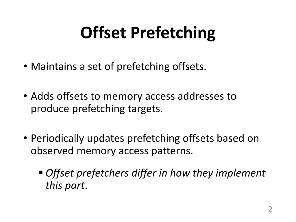 offset prefetching