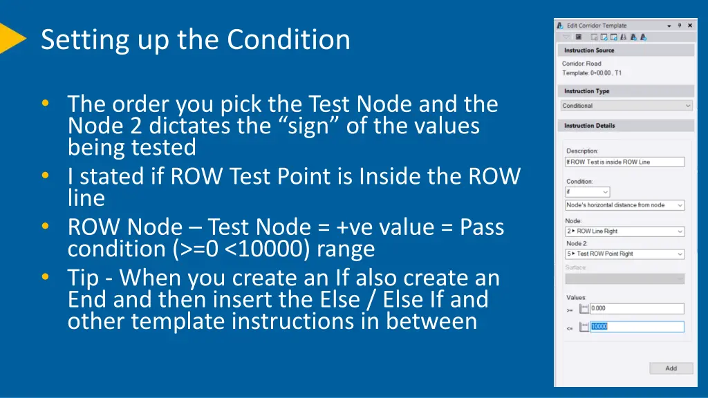 setting up the condition