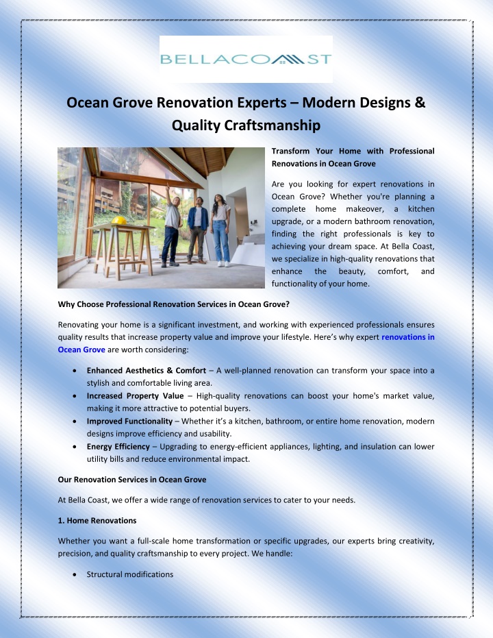 ocean grove renovation experts modern designs