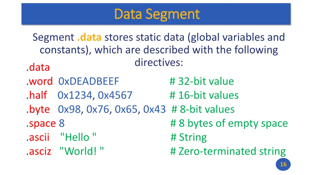 data segment data segment