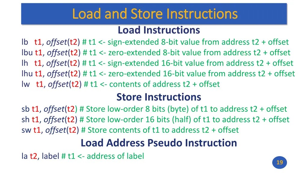 load and store instructions load and store