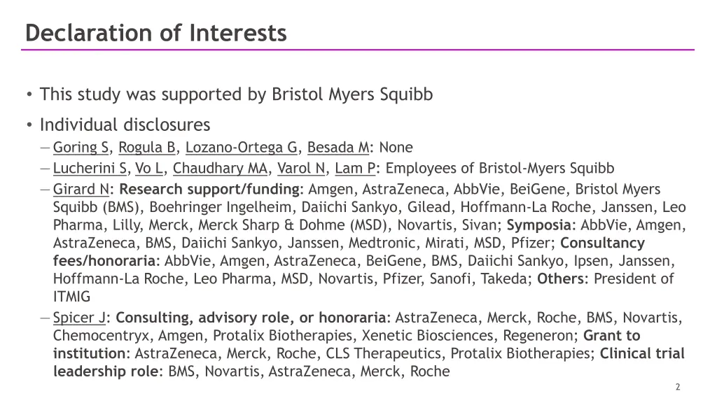 declaration of interests