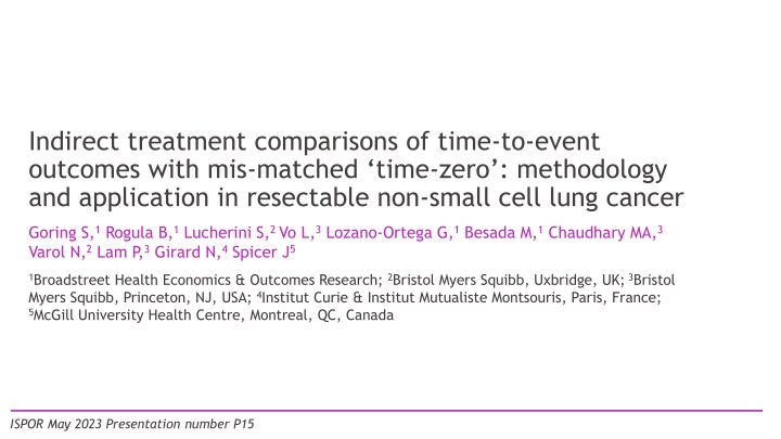 indirect treatment comparisons of time to event