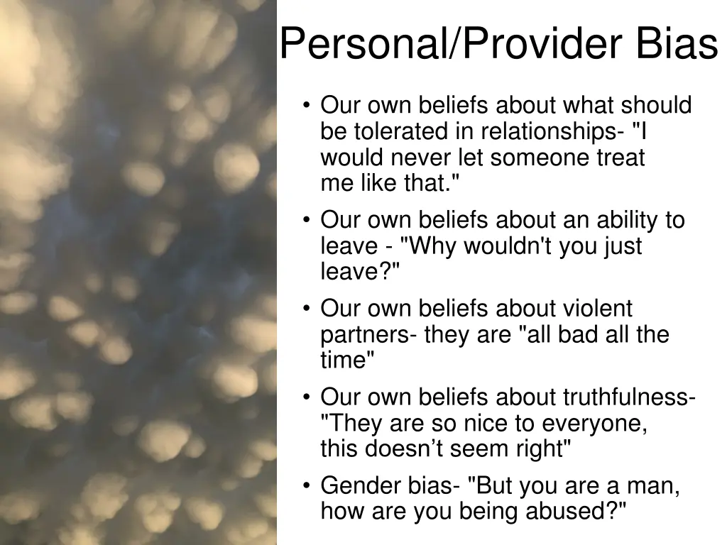 personal provider bias