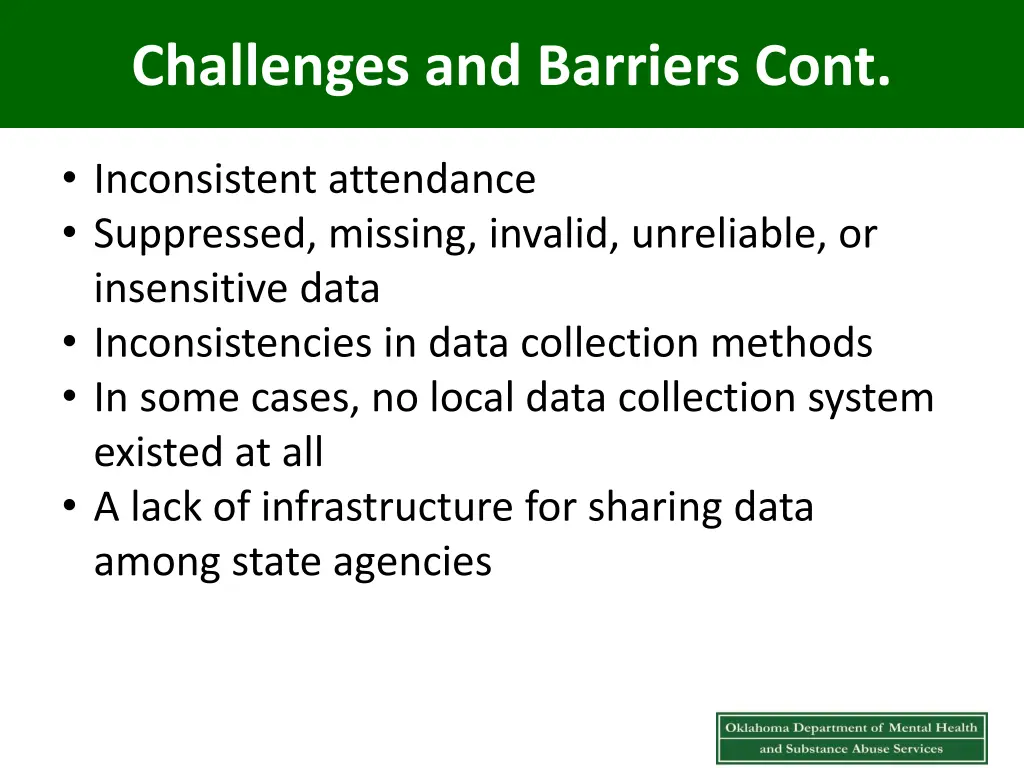challenges and barriers cont