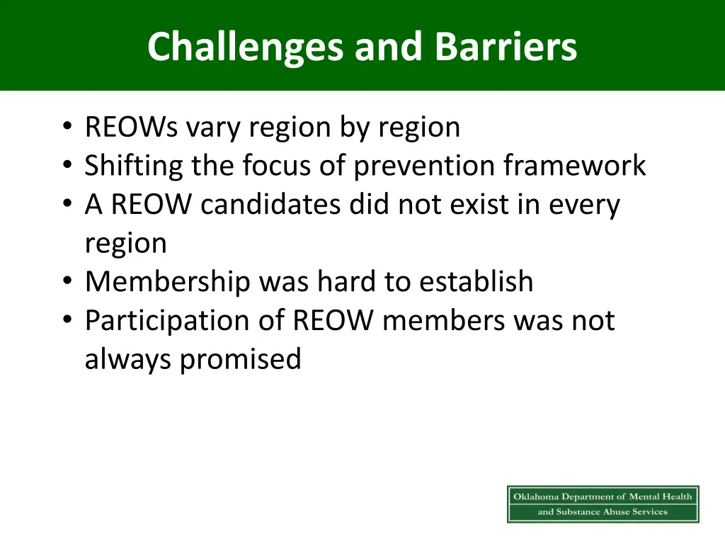 challenges and barriers