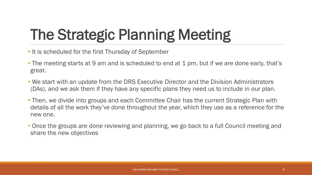 the strategic planning meeting the strategic