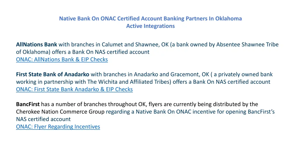 native bank on onac certified account banking
