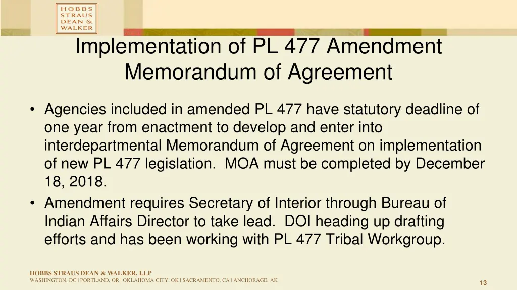 implementation of pl 477 amendment memorandum