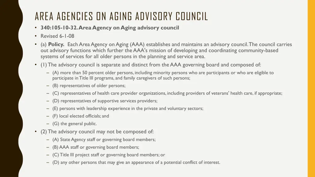area agencies on aging advisory council