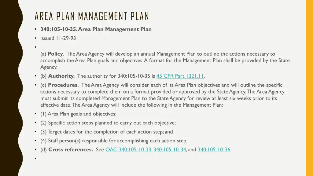 area plan management plan