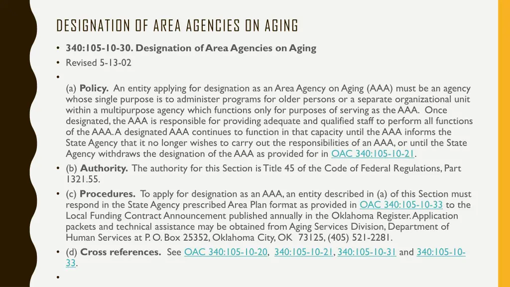 designation of area agencies on aging