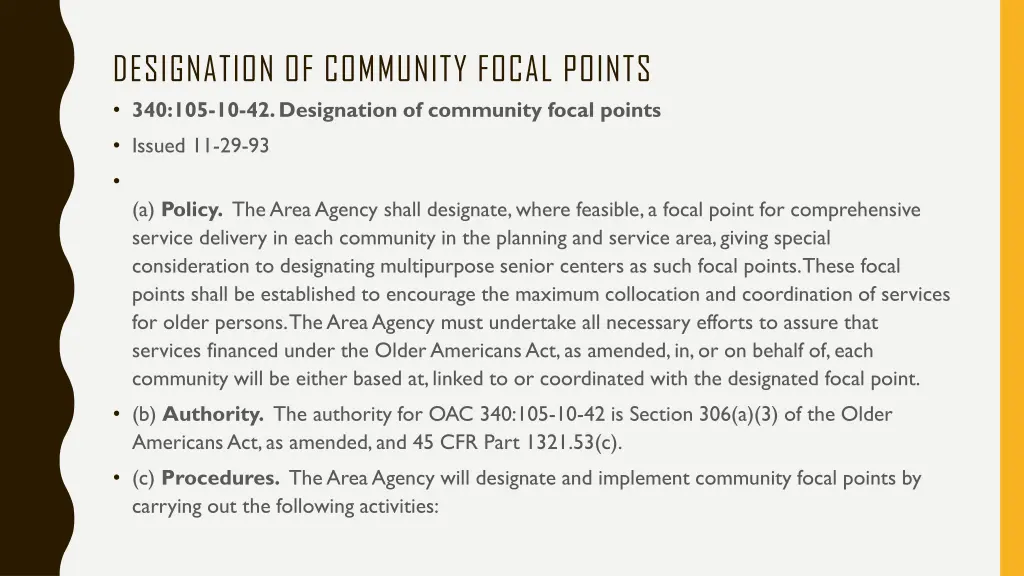 designation of community focal points