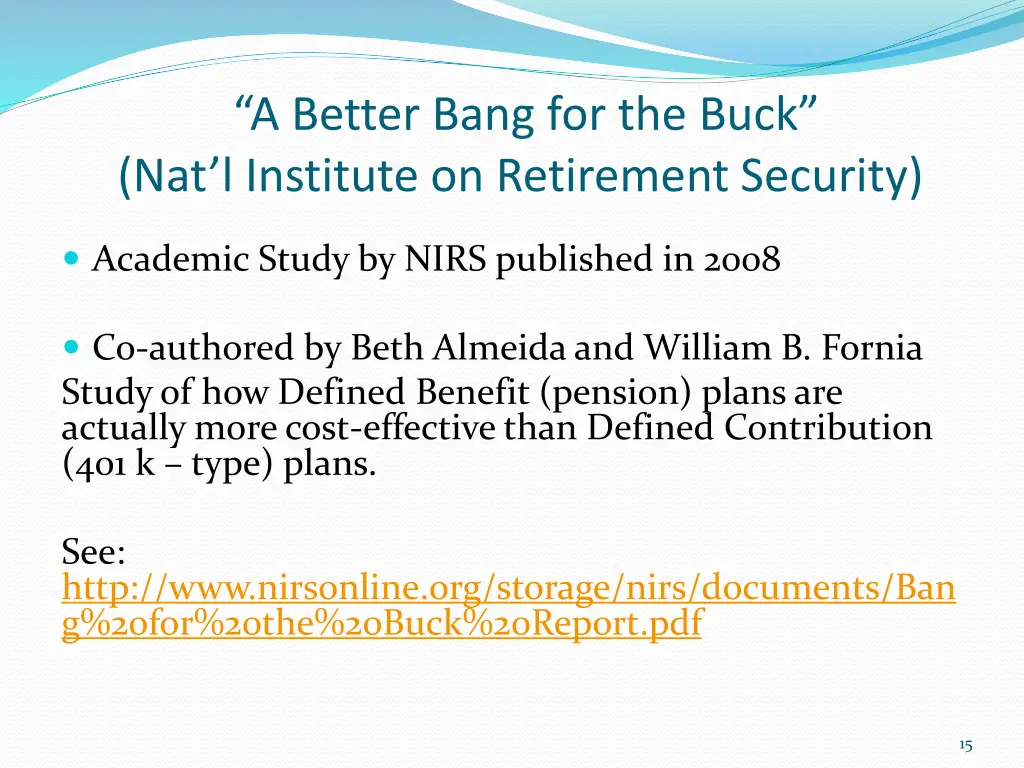 a better bang for the buck nat l institute