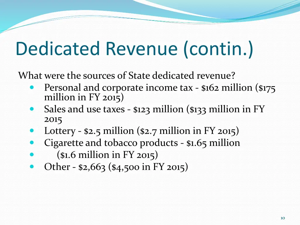 dedicated revenue contin
