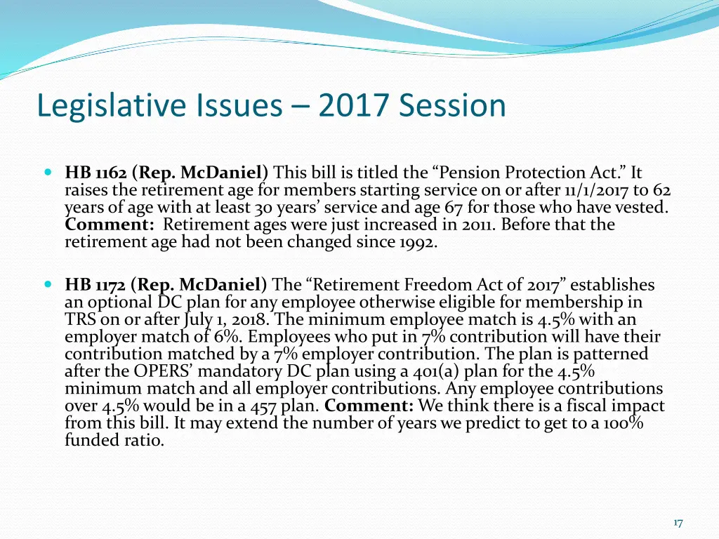 legislative issues 2017 session