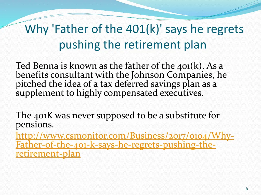 why father of the 401 k says he regrets pushing