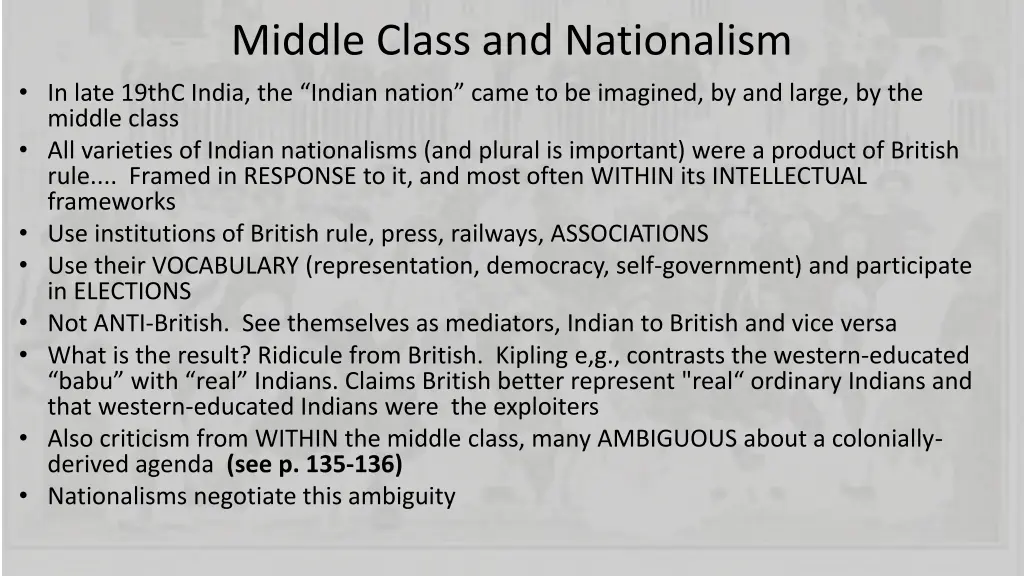 middle class and nationalism in late 19thc india