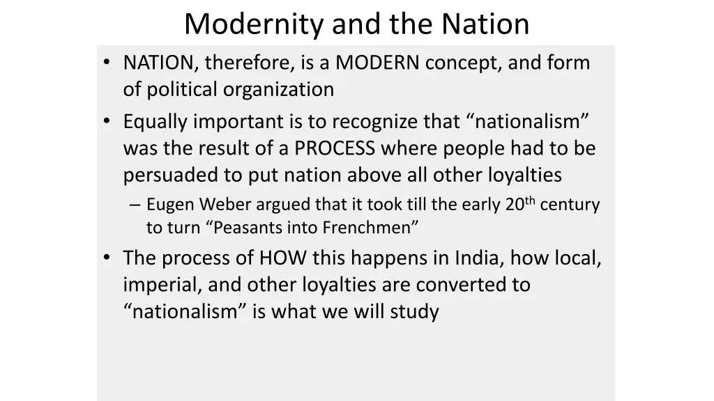 modernity and the nation nation therefore