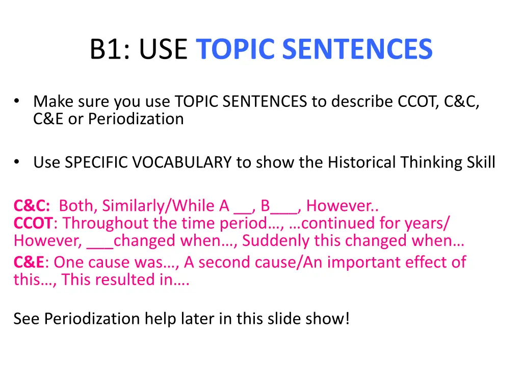 b1 use topic sentences
