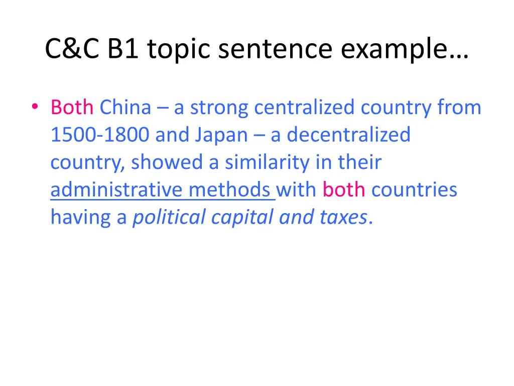 c c b1 topic sentence example