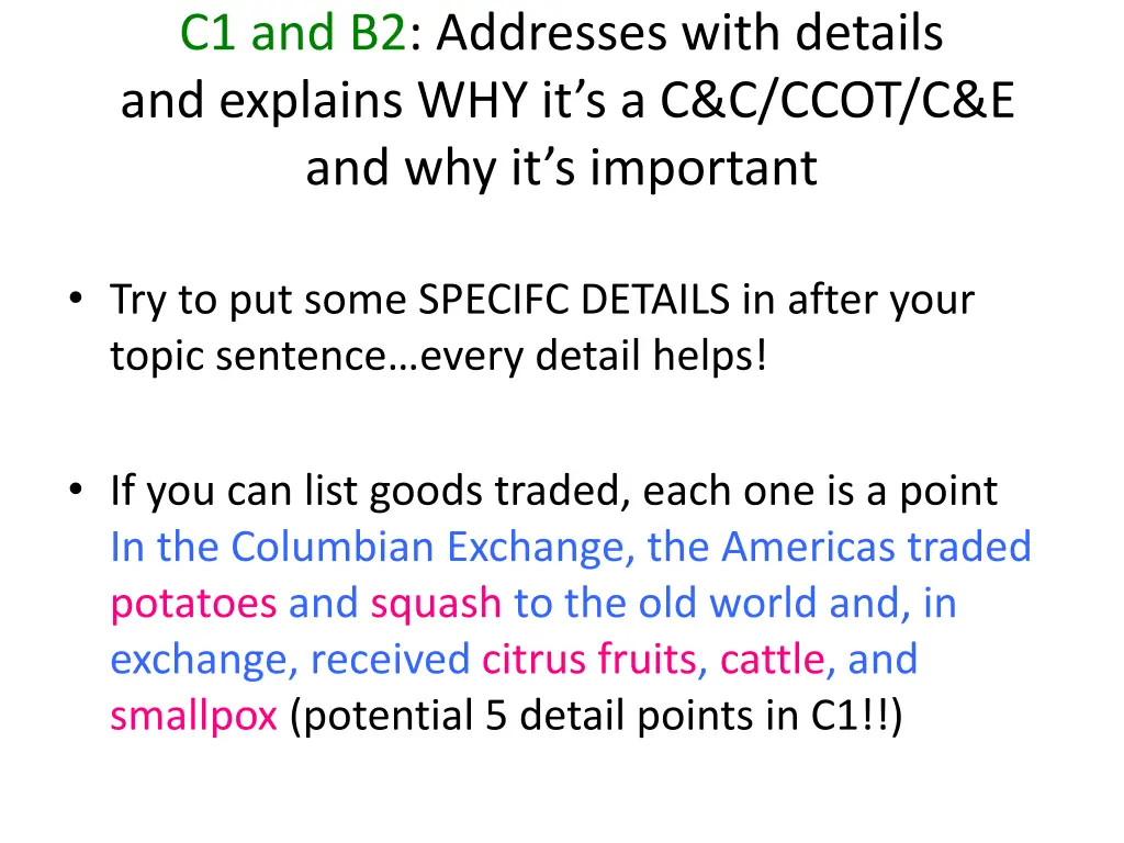 c1 and b2 addresses with details and explains