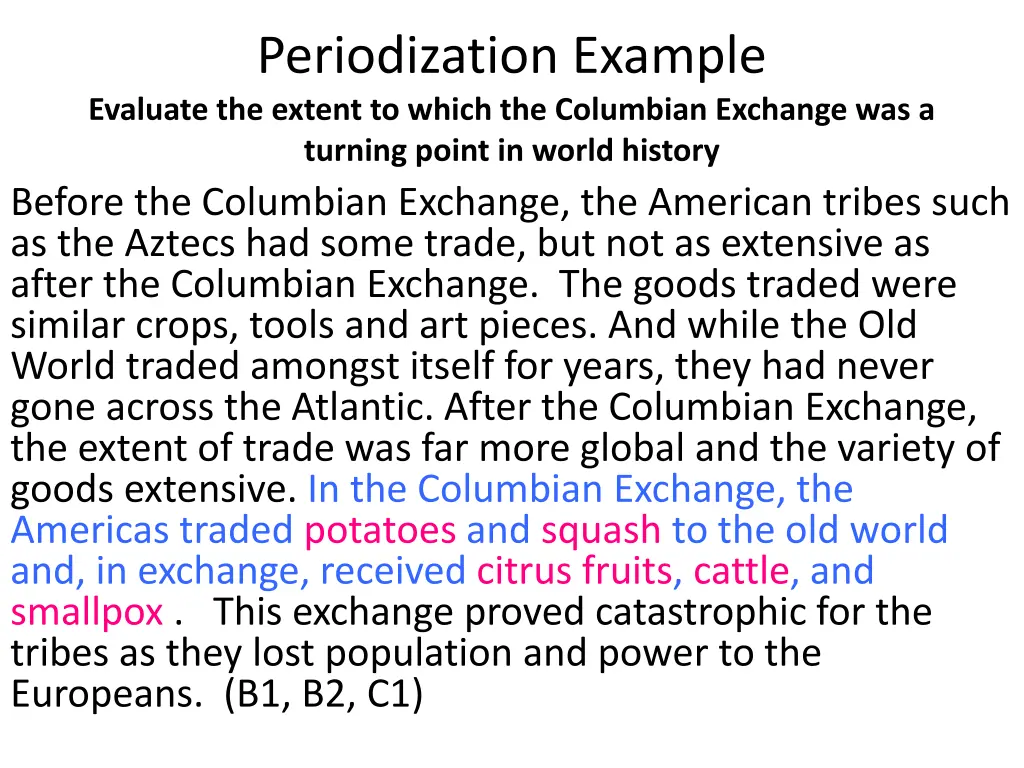 periodization example evaluate the extent