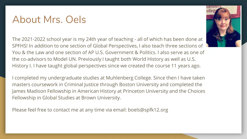 about mrs oels