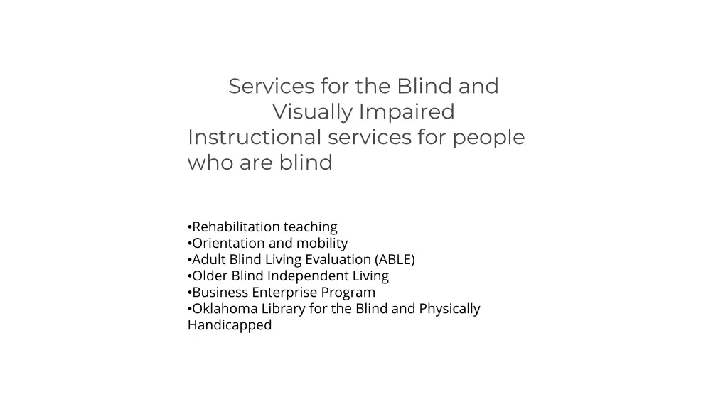 services for the blind and visually impaired
